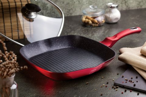 PATELNIA GRANITOWA GRILL 28CM BERLINGER HAUS METALLIC LINE BURGUNDY BH-1613-N