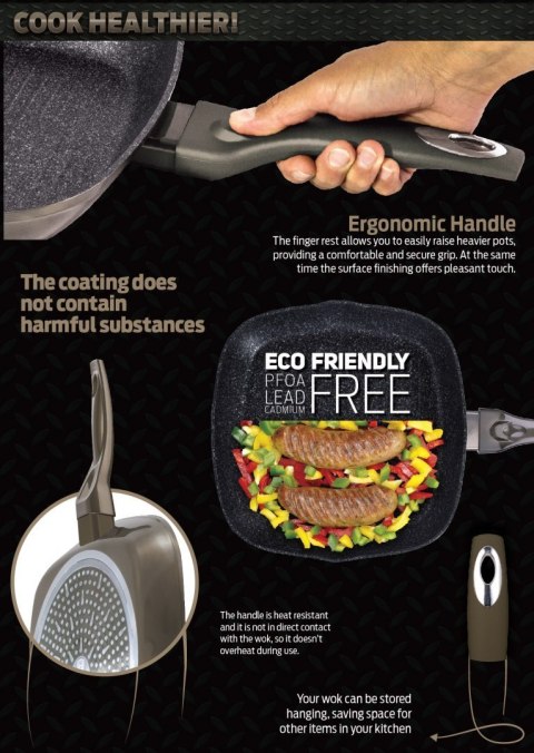 PATELNIA GRANITOWA GRILL 28CM BERLINGER HAUS METALLIC LINE CARBON BH-1249