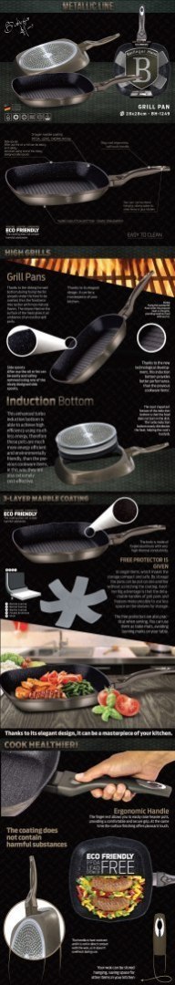 PATELNIA GRANITOWA GRILL 28CM BERLINGER HAUS METALLIC LINE CARBON BH-1249