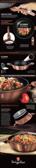 PATELNIA GRANITOWA WOK 30CM BERLINGER HAUS METALLIC LINE ROSE GOLD BH-6171