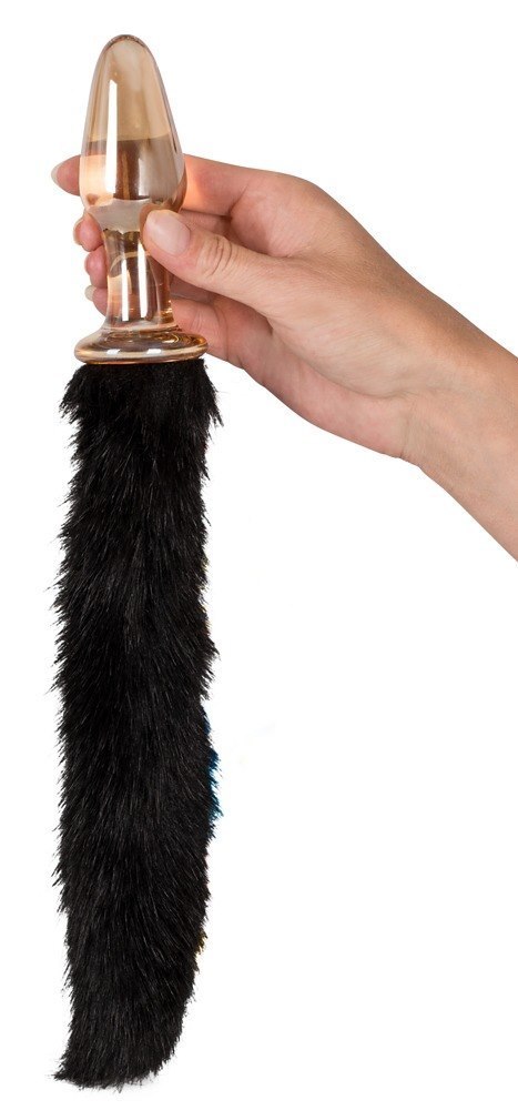 KOREK ANALNY GLASS PLUG WITH TAIL