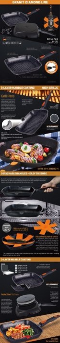 PATELNIA GRILL GRANITOWA 28cm BERLINGER HAUS GRANIT DIAMOND BH-1105