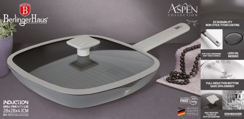 PATELNIA GRILLOWA Z POKRYWKĄ Z POWŁOKĄ TYTANOWĄ KWADRATOWA 28X28CM BERLINGER HAUS ASPEN BH-7073