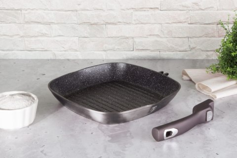 PATELNIA Z POWŁ. GRANITOWĄ GRILL 28cm Z ODPINANĄ RĄCZKĄ BERLINGER HAUS Carbon Pro BH-6914