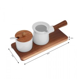 PORCELANOWA CUKIERNICA Z ŁYŻECZKĄ + MLECZNIK NA PODSTAWCE KASSEL 93559