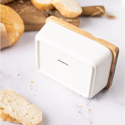 PORCELANOWA MASELNICZKA Z NOŻYKIEM POKRYWKA AKACJA KLAUSBERG KB-7785 BIAŁA