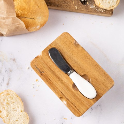 PORCELANOWA MASELNICZKA Z NOŻYKIEM POKRYWKA AKACJA KLAUSBERG KB-7785 BIAŁA