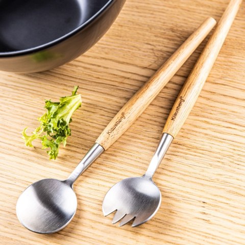 PORCELANOWA MISA 23cm DO SAŁATEK Z ŁYŻKAMI KLAUSBERG KB-7786 CZARNA