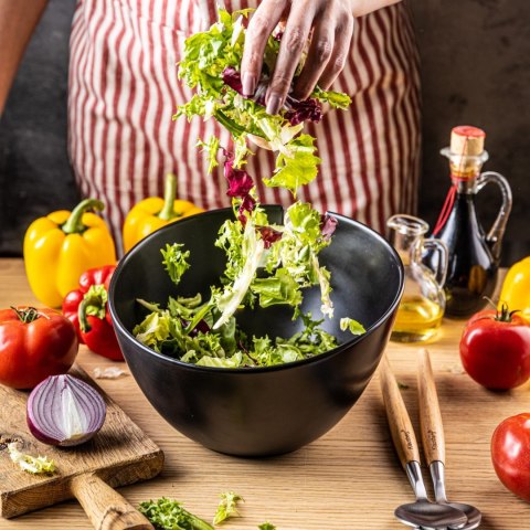 PORCELANOWA MISA 23cm DO SAŁATEK Z ŁYŻKAMI KLAUSBERG KB-7786 CZARNA