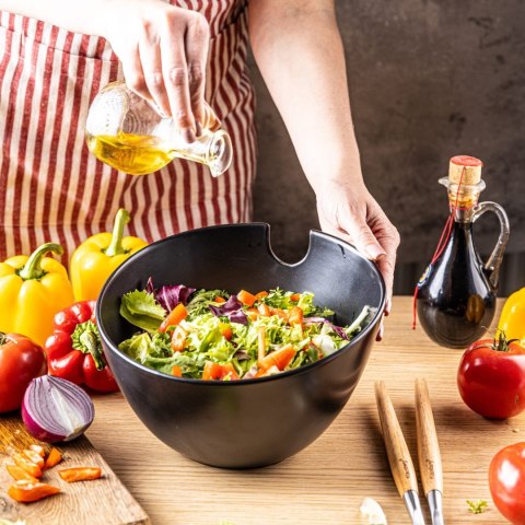 PORCELANOWA MISA 23cm DO SAŁATEK Z ŁYŻKAMI KLAUSBERG KB-7786 CZARNA