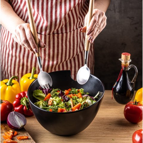 PORCELANOWA MISA 23cm DO SAŁATEK Z ŁYŻKAMI KLAUSBERG KB-7786 CZARNA