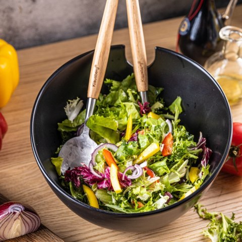 PORCELANOWA MISA 23cm DO SAŁATEK Z ŁYŻKAMI KLAUSBERG KB-7786 CZARNA