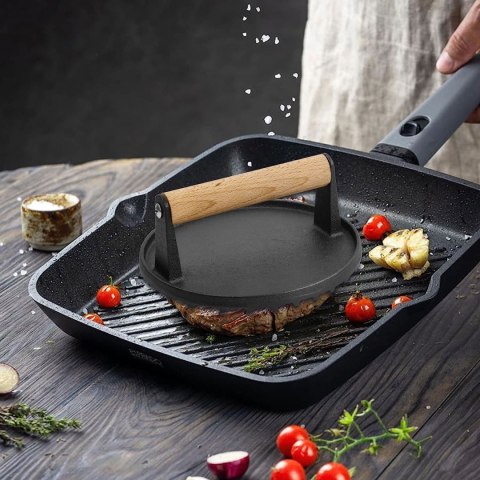 PRASKA ŻELIWNA DO MIĘSA BURGERÓW 18 CM KINGHOFF KH-1759