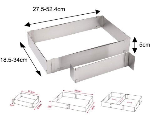 REGULOWANA FORMA DO CIASTA 34-52 X 27-18,5 X 5CM TORTOWNICA RANT CUKIERNICZY KINGHOFF KH-1907