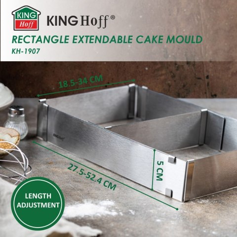 REGULOWANA FORMA DO CIASTA 34-52 X 27-18,5 X 5CM TORTOWNICA RANT CUKIERNICZY KINGHOFF KH-1907