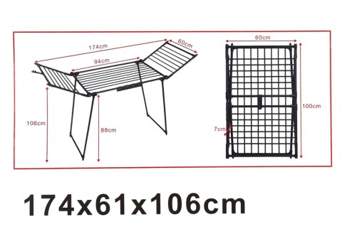 SUSZARKA DO PRANIA UBRAŃ I BIELIZNY BALKONOWA SKŁADANA 2 SKRZYDŁA 19MB BRUNBESTE BB-3901
