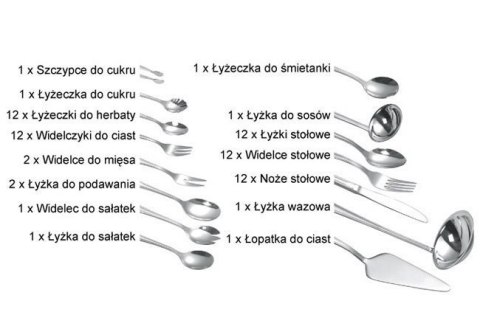 SZTUĆCE OBIADOWE 72 ELE. HOFFNER 18/10 POŁYSK HF-7550-N-72