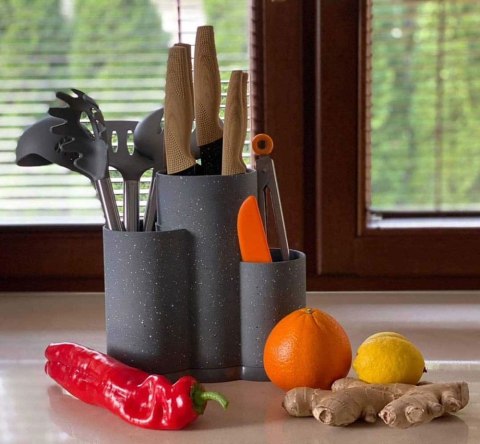 UNIWERSALNY BLOK STOJAK DO NOŻY 3w1 KRISBERG KS-2530 SZARY