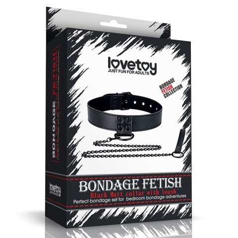 OBROŻA BONDAGE FETISH BLACK MATT COLLAR WITH LEASH