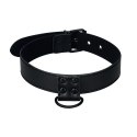 OBROŻA BONDAGE FETISH BLACK MATT COLLAR WITH LEASH