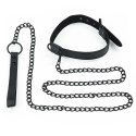 OBROŻA BONDAGE FETISH BLACK MATT COLLAR WITH LEASH