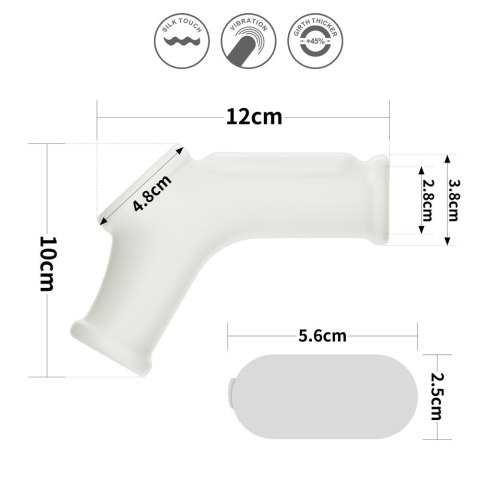 PIERŚCIEŃ NAKŁADKA VIBRATING SILK KNIGHTS RING WITH SCROTUM SLEEVE (WHITE)