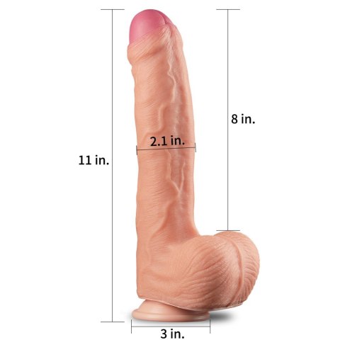 DILDO 11" DUAL LAYER PLATINUM SILICONE COCK