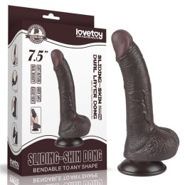 DILDO 7.5'' SLIDING SKIN DUAL LAYER DONG CZARNE