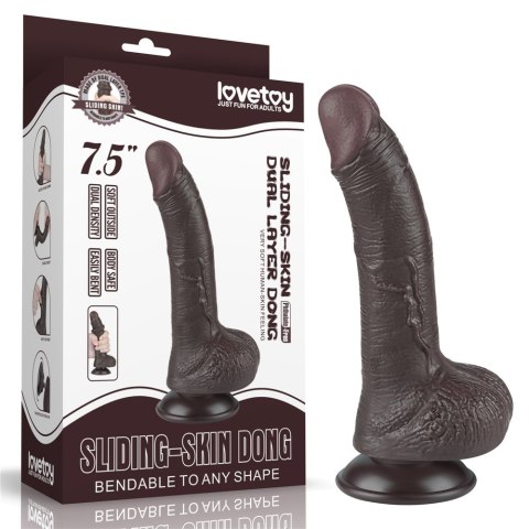 DILDO 7.5'' SLIDING SKIN DUAL LAYER DONG CZARNE