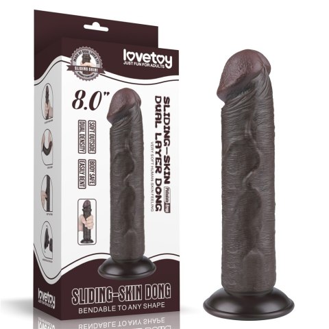 DILDO 8'' SLIDING SKIN DUAL LAYER DONG BLACK