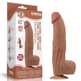 DILDO 12'' KING SIZED SLIDING SKIN DUAL LAYER DONG BRĄZOWY
