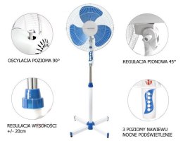 WENTYLATOR PODŁOGOWY ESPERANZA 40CM ES-1760-B-BL NIEBIESKI