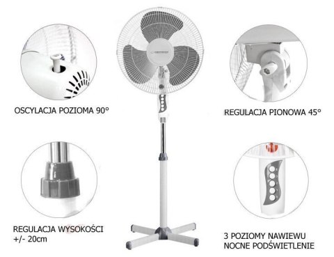 WENTYLATOR PODŁOGOWY ESPERANZA 40CM ES-1760-B SZARY