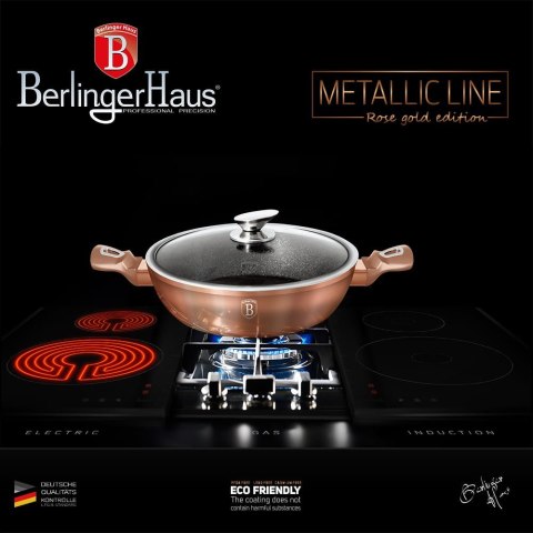 WOK GARNEK GRANITOWY 28cm 3.8L BERLINGER HAUS METALLIC LINE ROSE GOLD BH-1519N
