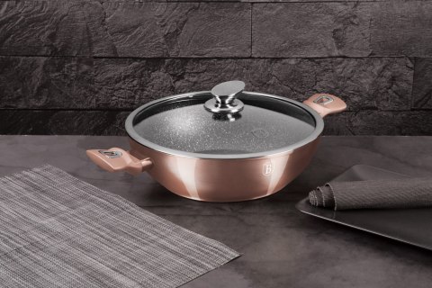 WOK GARNEK GRANITOWY 30CM 4.4L BERLINGER HAUS METALLIC LINE ROSE GOLD BH-7100