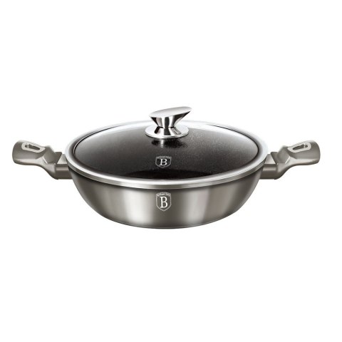 WOK GARNEK Z POWŁOKĄ GRANITOWĄ 28cm 3.8L BERLINGER HAUS METALLIC LINE CARBON BH-1241-N