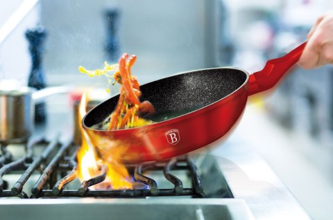 WOK GRANITOWY 28cm Z POKRYWKĄ BERLINGER HAUS METALLIC LINE BURGUNDY BH-1265-N