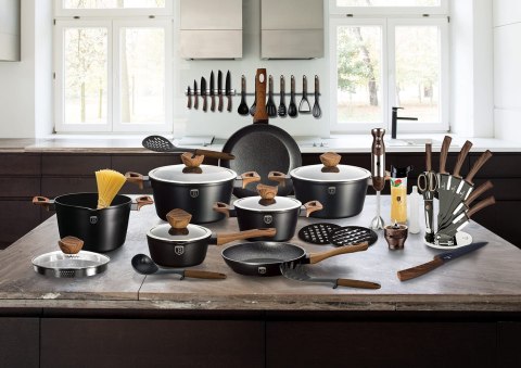 WOK Z POWŁOKĄ GRANITOWĄ 28cm 3.2L BERLINGER HAUS EBONY ROSEWOOD BH-1719