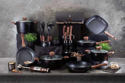 WOK Z POWŁOKĄ GRANITOWĄ 28cm 3.2L BERLINGER HAUS EBONY ROSEWOOD BH-1719