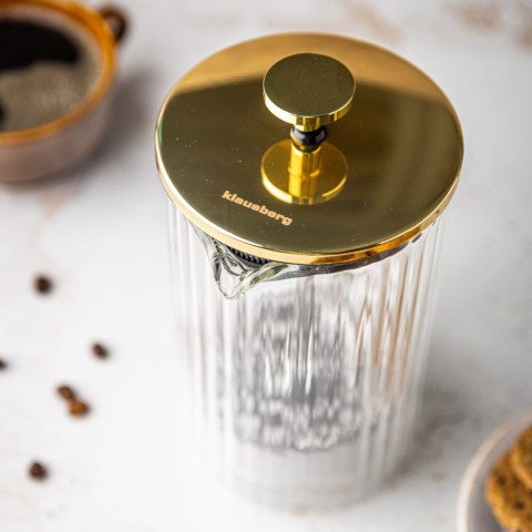 ZAPARZACZ DO KAWY HERBATY SZKLANY 600ML FRENCH PRESS KLAUSBERG KB-7760 ZŁOTY