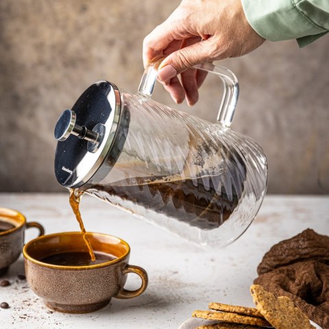 ZAPARZACZ DO KAWY HERBATY SZKLANY 600ML FRENCH PRESS KLAUSBERG KB-7763 SREBRNY