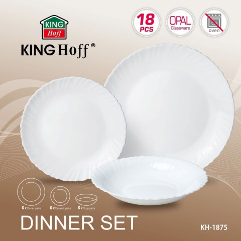 ZASTAWA STOŁOWA SERWIS KOMPLET TALERZY 18 ELE. NA 6 OSÓB KINGHOFF KH-1875