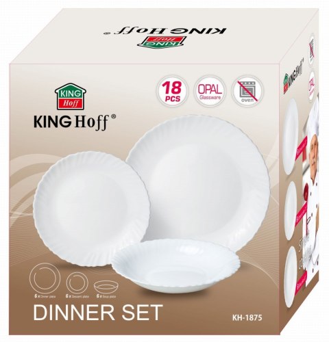 ZASTAWA STOŁOWA SERWIS KOMPLET TALERZY 18 ELE. NA 6 OSÓB KINGHOFF KH-1875