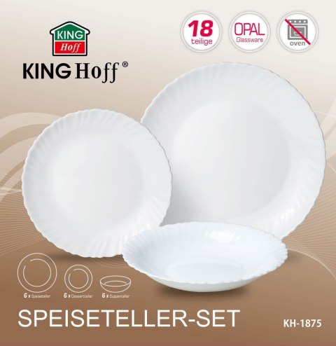 ZASTAWA STOŁOWA SERWIS KOMPLET TALERZY 18 ELE. NA 6 OSÓB KINGHOFF KH-1875