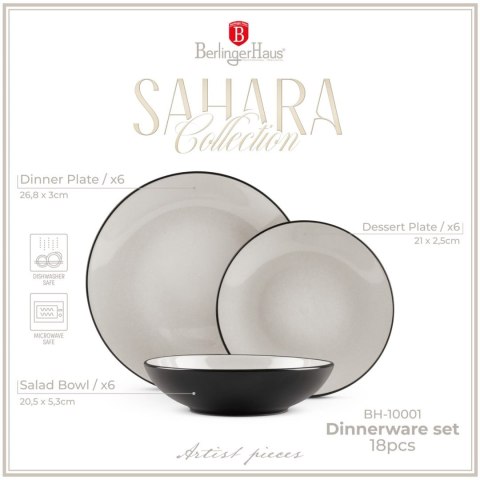 ZASTAWA STOŁOWA SERWIS KOMPLET TALERZY NACZYŃ 18 ELE DLA 6 OSÓB BERLINGER HAUS SAHARA BH-10001