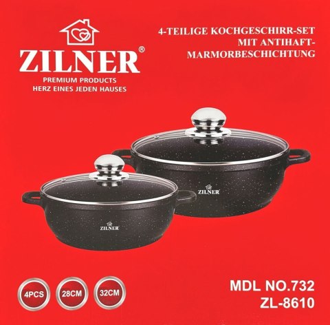 ZESTAW 2 GARNKÓW WOKÓW Z POWŁOKĄ MARMUROWĄ 28 / 32CM ZILNER ZL-8610