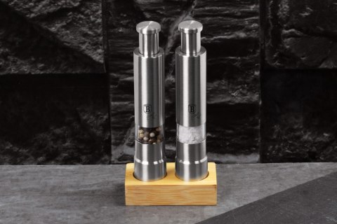 ZESTAW 2 MŁYNKÓW RĘCZNYCH DO PIEPRZU I SOLI BERLINGER HAUS BLACK SILVER BH-7783