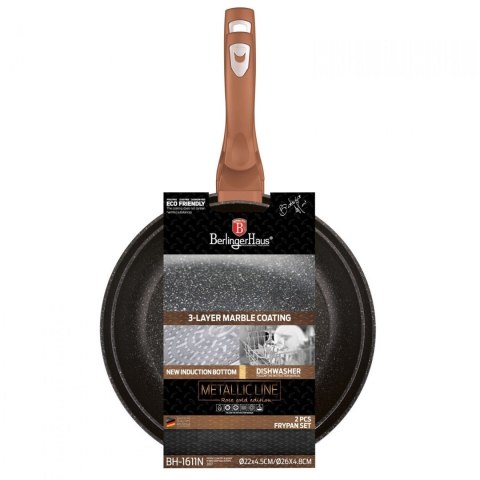 ZESTAW 2 PATELNI GRANITOWYCH 22/26CM BERLINGER HAUS METALLIC LINE ROSE GOLD BH-1611-N