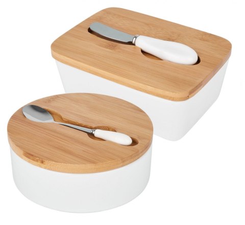 ZESTAW 2w1 MASELNICZKA i CUKIERNICA CERAMICZNA KONIGHOFFER 7594-7600 BIAŁY