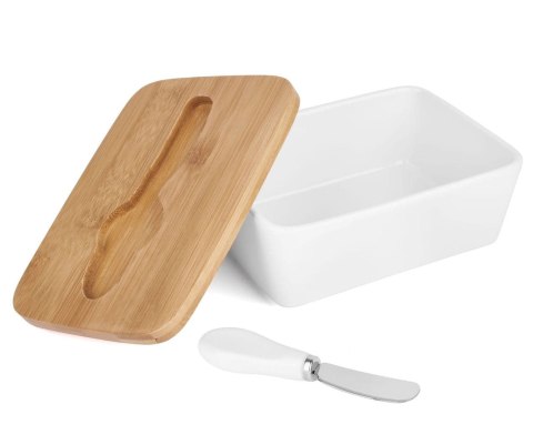 ZESTAW 2w1 MASELNICZKA i CUKIERNICA CERAMICZNA KONIGHOFFER 7594-7600 BIAŁY